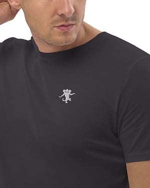 DREIKÖPFIGER AFFE Stickerei - Unisex-Bio-Baumwoll-T-Shirt